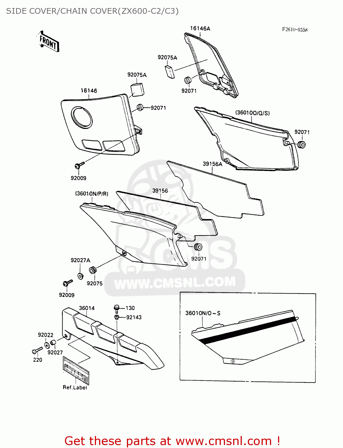SIDE COVER/CHAIN COVER(ZX600-C2/C3) ZX600C2 GPX600R 1989 EUROPE UK FR FG GR IT NR SD SP ST