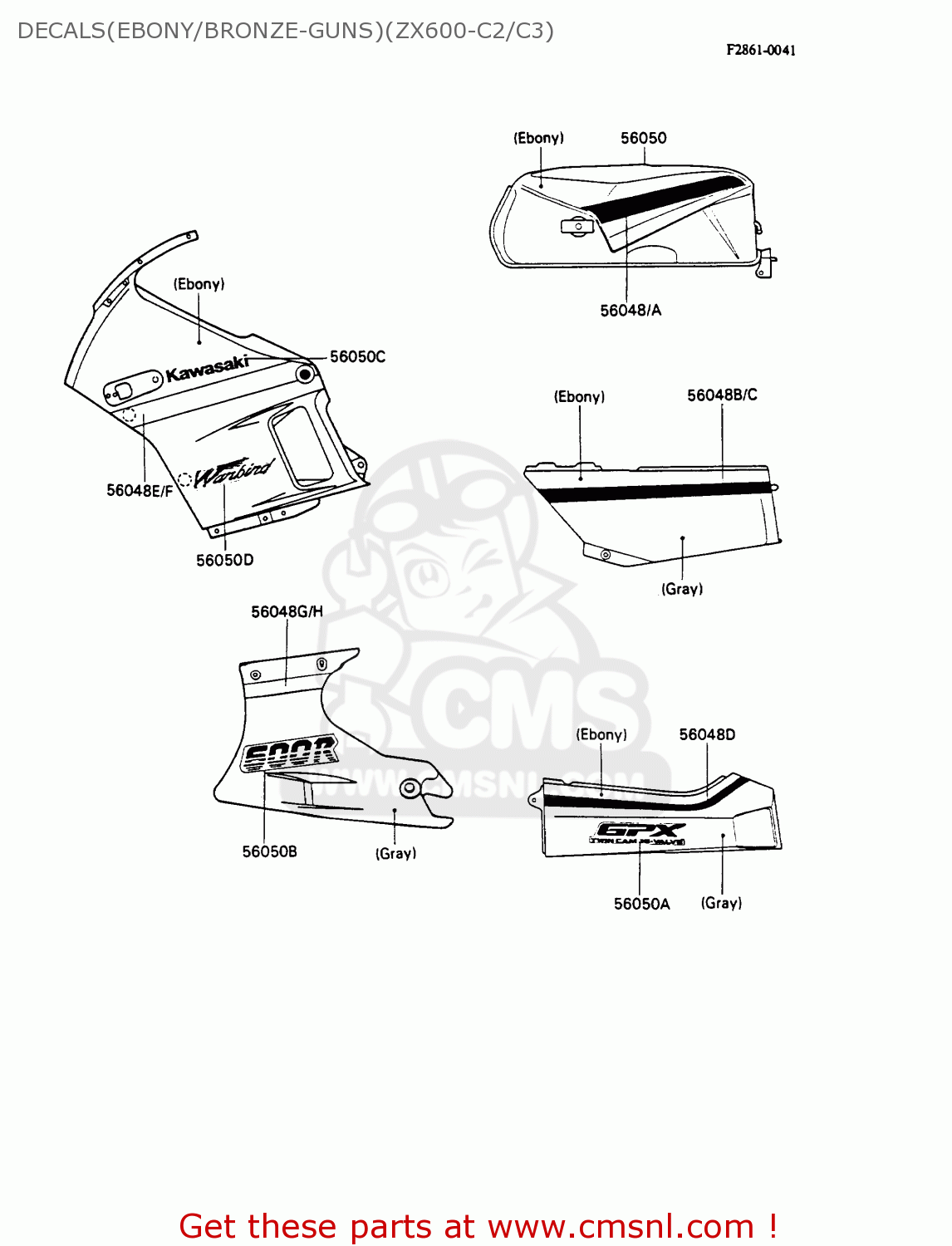 DECALS(EBONY/BRONZE-GUNS)(ZX600-C2/C3) ZX600C2 GPX600R 1989 EUROPE UK FR FG GR IT NR SD SP ST