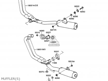MUFFLER(S) - ZX600C2 GPX600R 1989 EUROPE UK FR FG GR IT NR SD SP ST