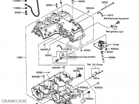 CRANKCASE - ZX600C2 GPX600R 1989 EUROPE UK FR FG GR IT NR SD SP ST