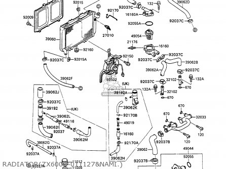 RADIATOR(ZX600C-011127&NAMI.) - ZX600C2 GPX600R 1989 EUROPE UK FR FG GR IT NR SD SP ST