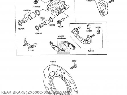 REAR BRAKE(ZX600C-004060&NAMI.) - ZX600C2 GPX600R 1989 EUROPE UK FR FG GR IT NR SD SP ST