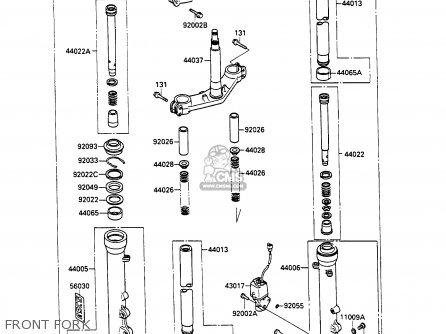 FRONT FORK - ZX600C2 GPX600R 1989 EUROPE UK FR FG GR IT NR SD SP ST