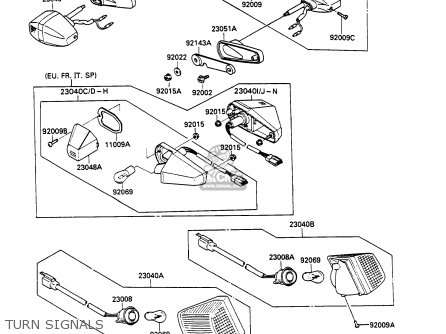 TURN SIGNALS - ZX600C2 GPX600R 1989 EUROPE UK FR FG GR IT NR SD SP ST
