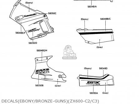 DECALS(EBONY/BRONZE-GUNS)(ZX600-C2/C3) - ZX600C2 GPX600R 1989 EUROPE UK FR FG GR IT NR SD SP ST