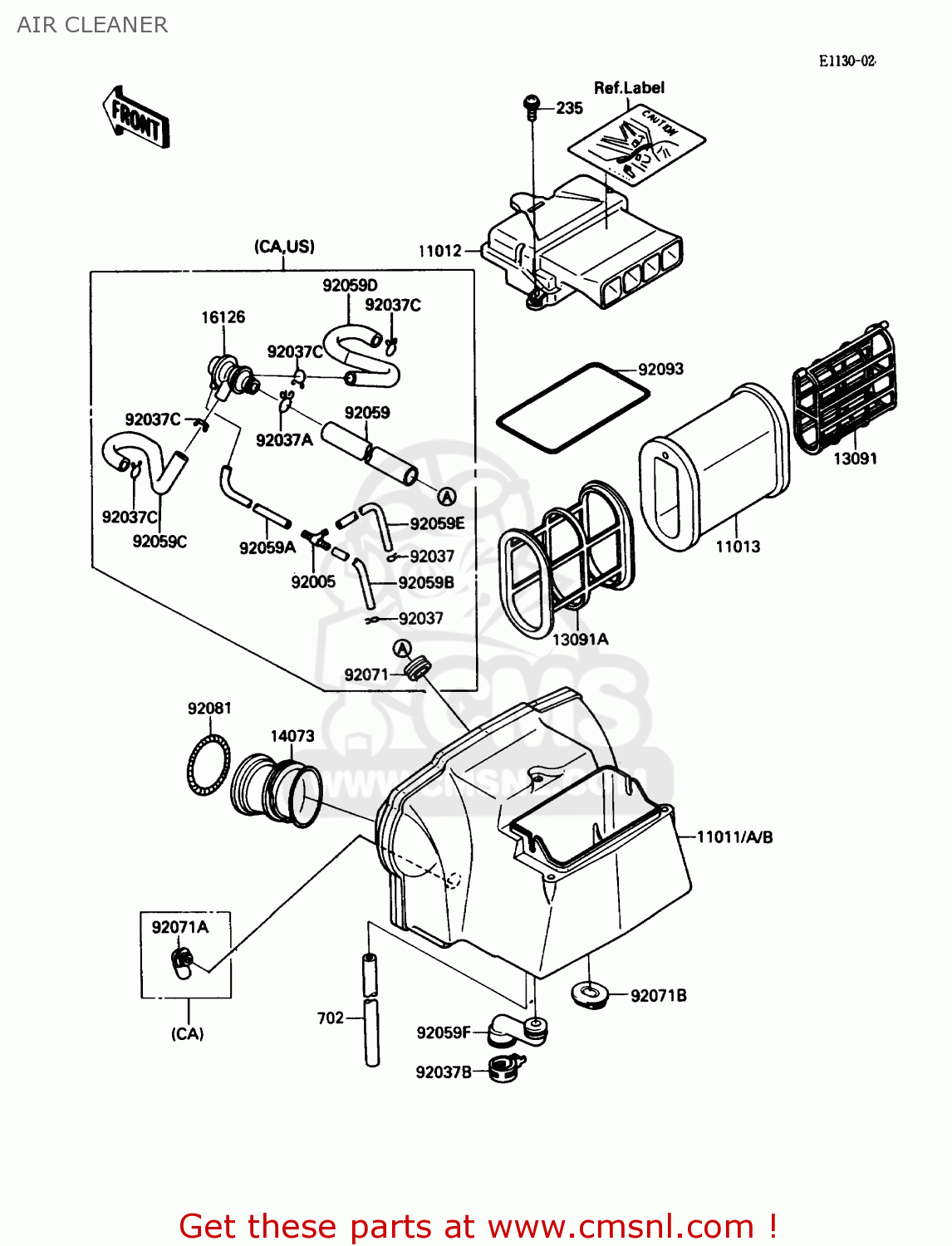 AIR CLEANER ZX600C2 NINJA 600R 1989 USA CALIFORNIA CANADA