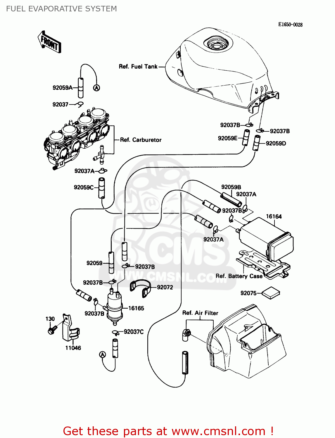 FUEL EVAPORATIVE SYSTEM ZX600C2 NINJA 600R 1989 USA CALIFORNIA CANADA