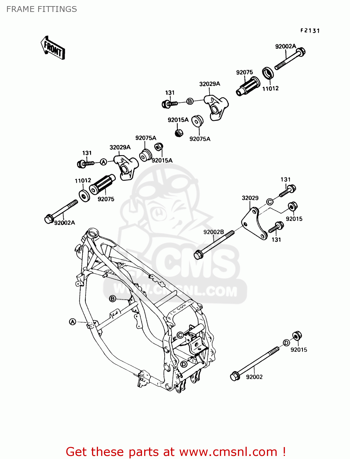 FRAME FITTINGS ZX600C2 NINJA 600R 1989 USA CALIFORNIA CANADA