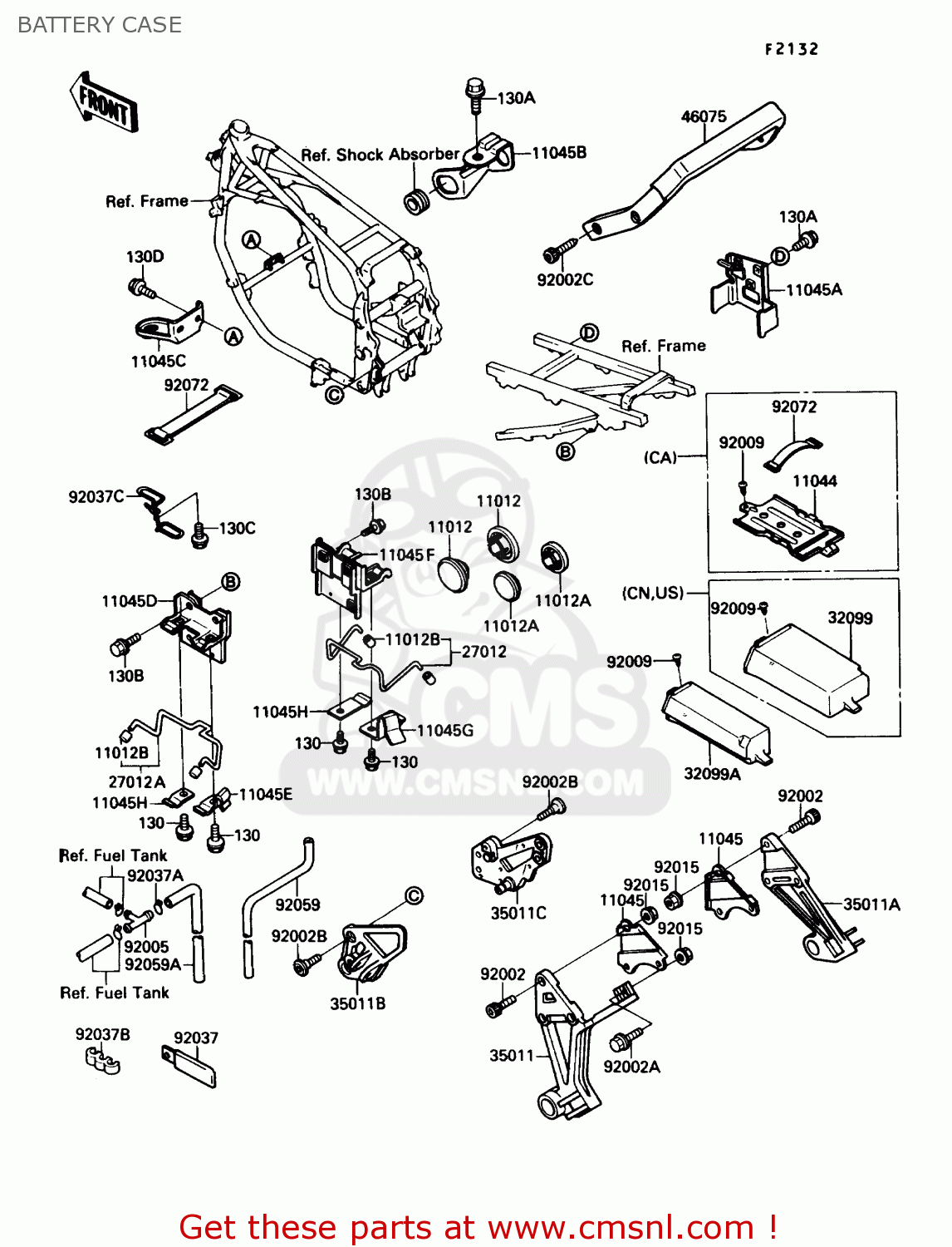 BATTERY CASE ZX600C2 NINJA 600R 1989 USA CALIFORNIA CANADA