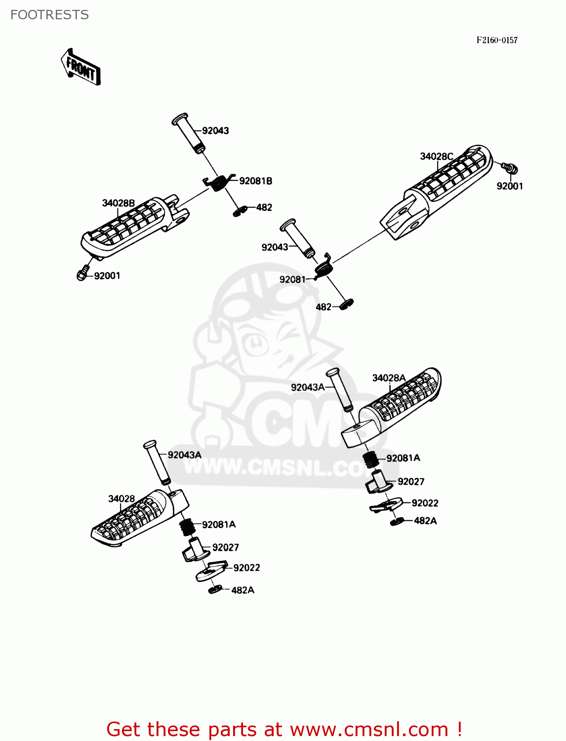 FOOTRESTS ZX600C2 NINJA 600R 1989 USA CALIFORNIA CANADA