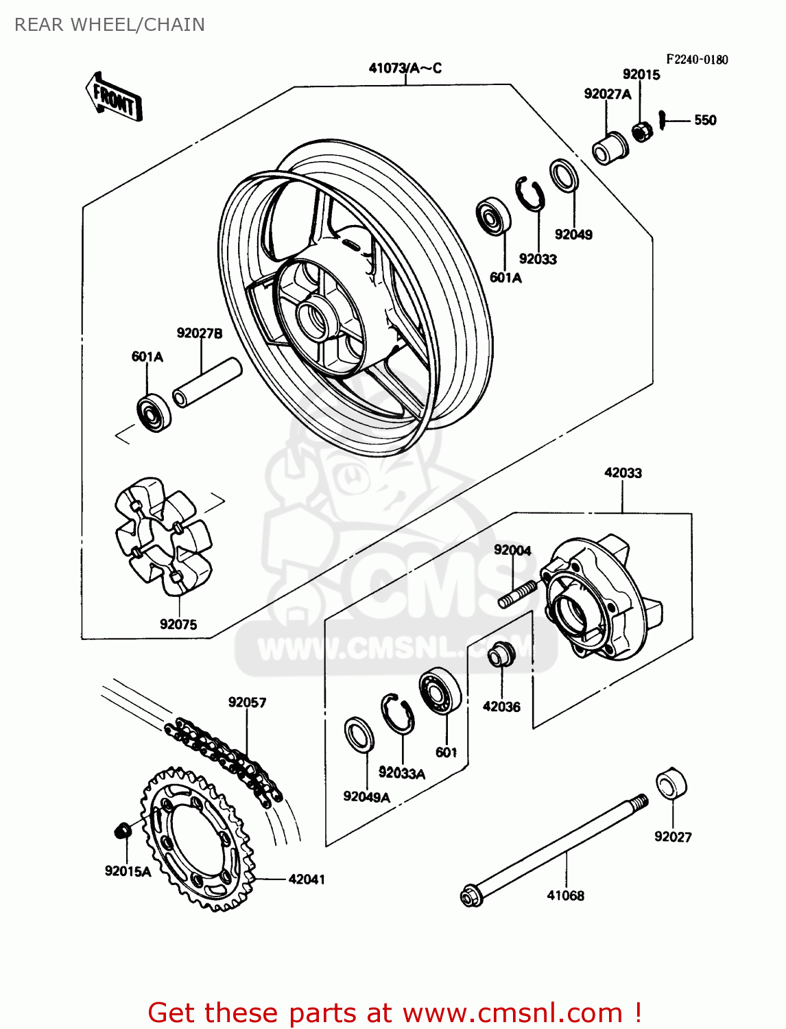 REAR WHEEL/CHAIN ZX600C2 NINJA 600R 1989 USA CALIFORNIA CANADA
