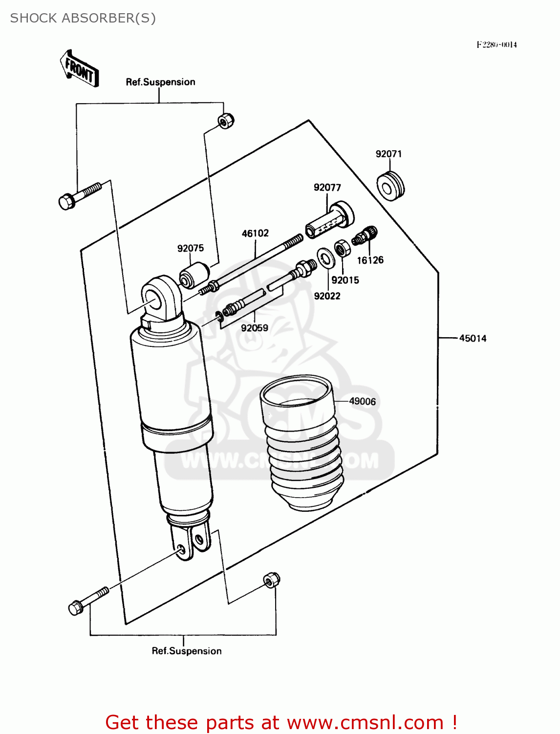 SHOCK ABSORBER(S) ZX600C2 NINJA 600R 1989 USA CALIFORNIA CANADA