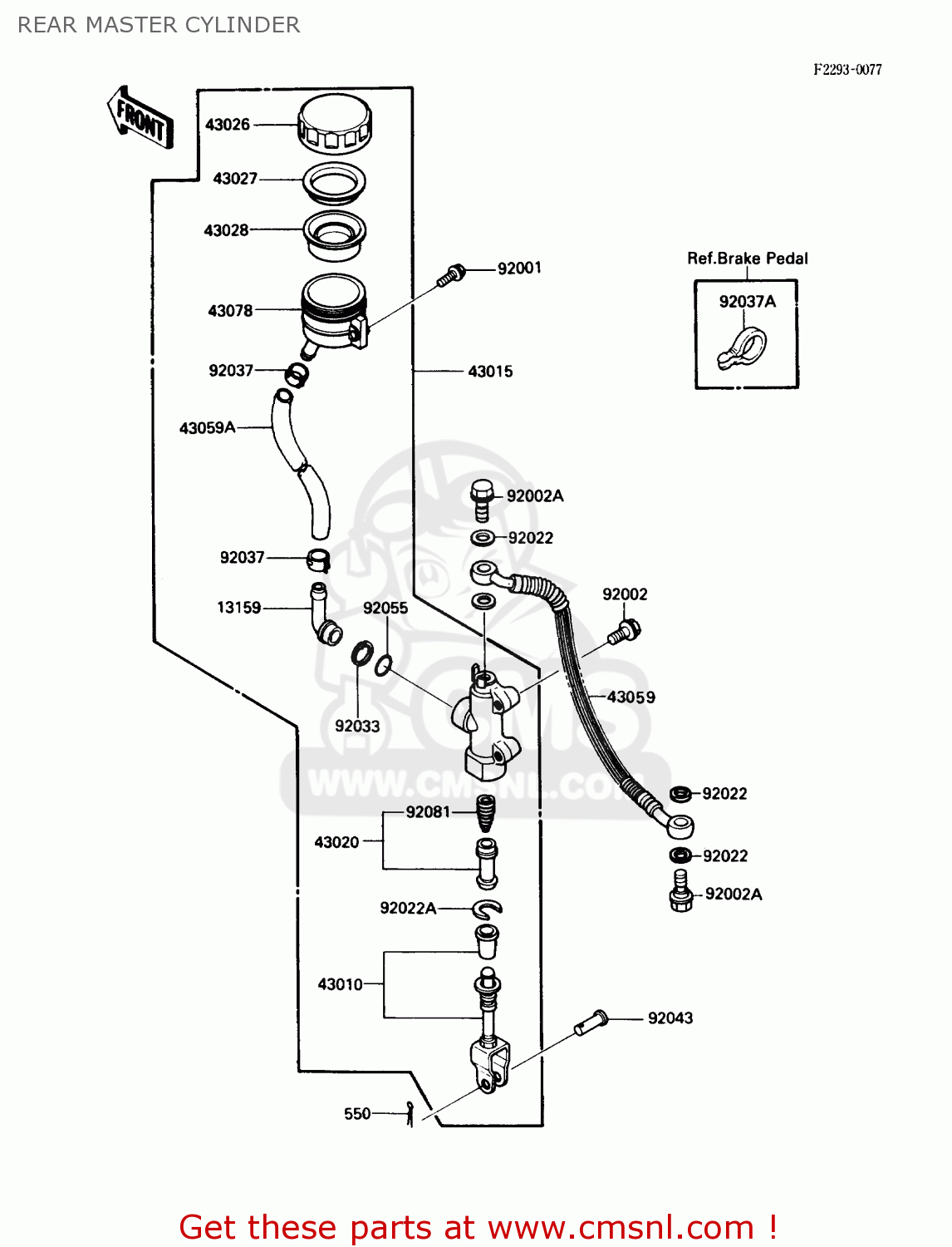 REAR MASTER CYLINDER ZX600C2 NINJA 600R 1989 USA CALIFORNIA CANADA