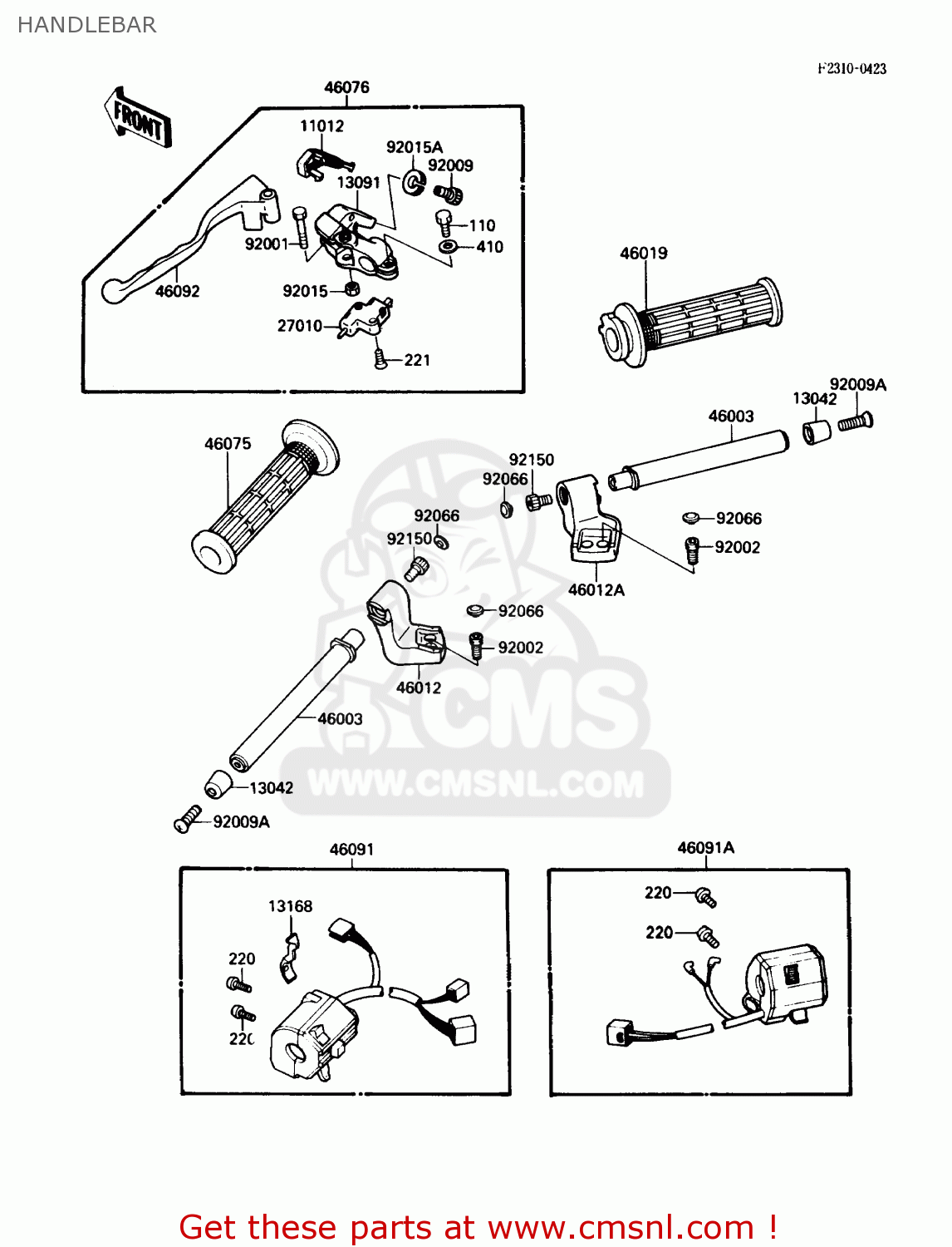 HANDLEBAR ZX600C2 NINJA 600R 1989 USA CALIFORNIA CANADA