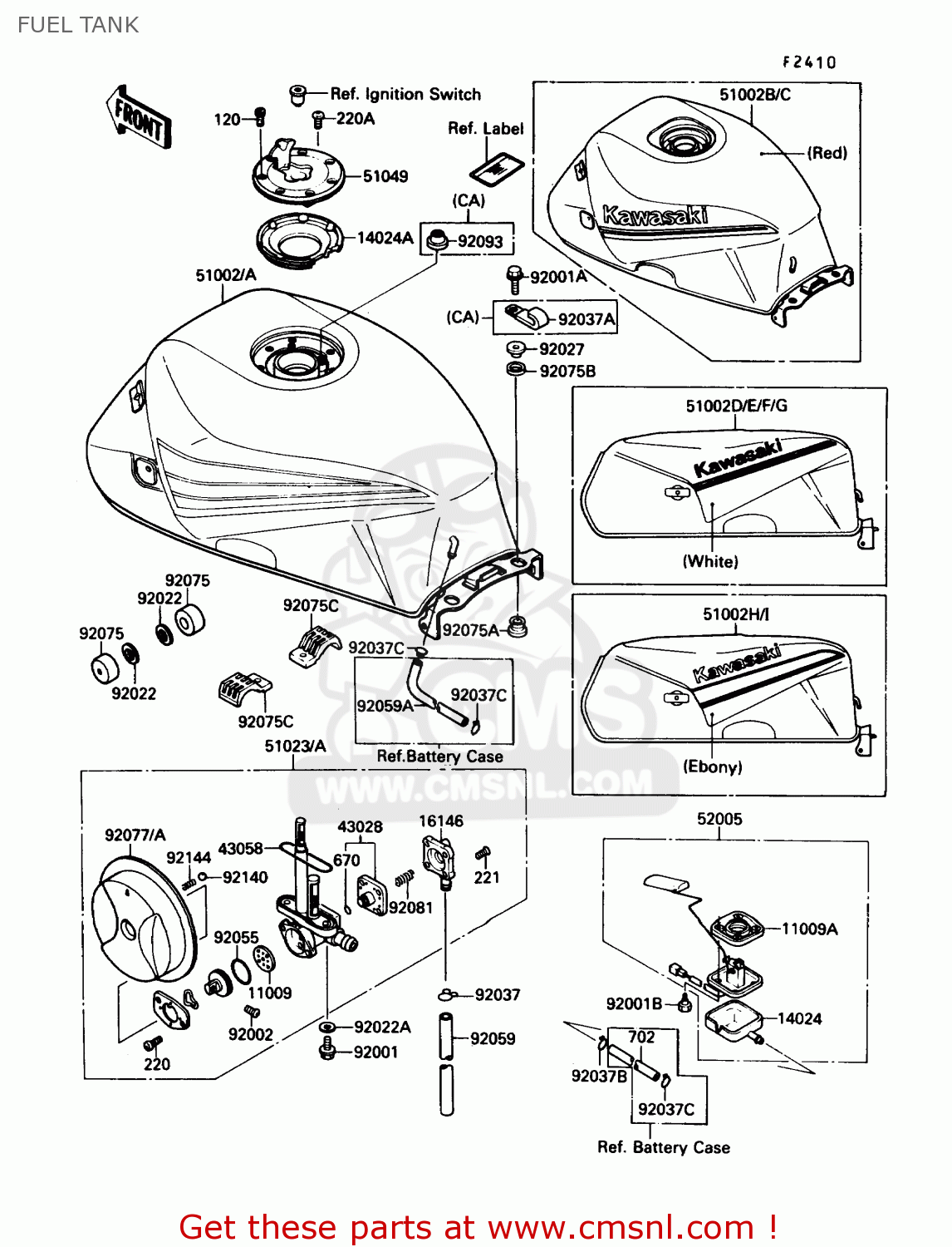 FUEL TANK ZX600C2 NINJA 600R 1989 USA CALIFORNIA CANADA