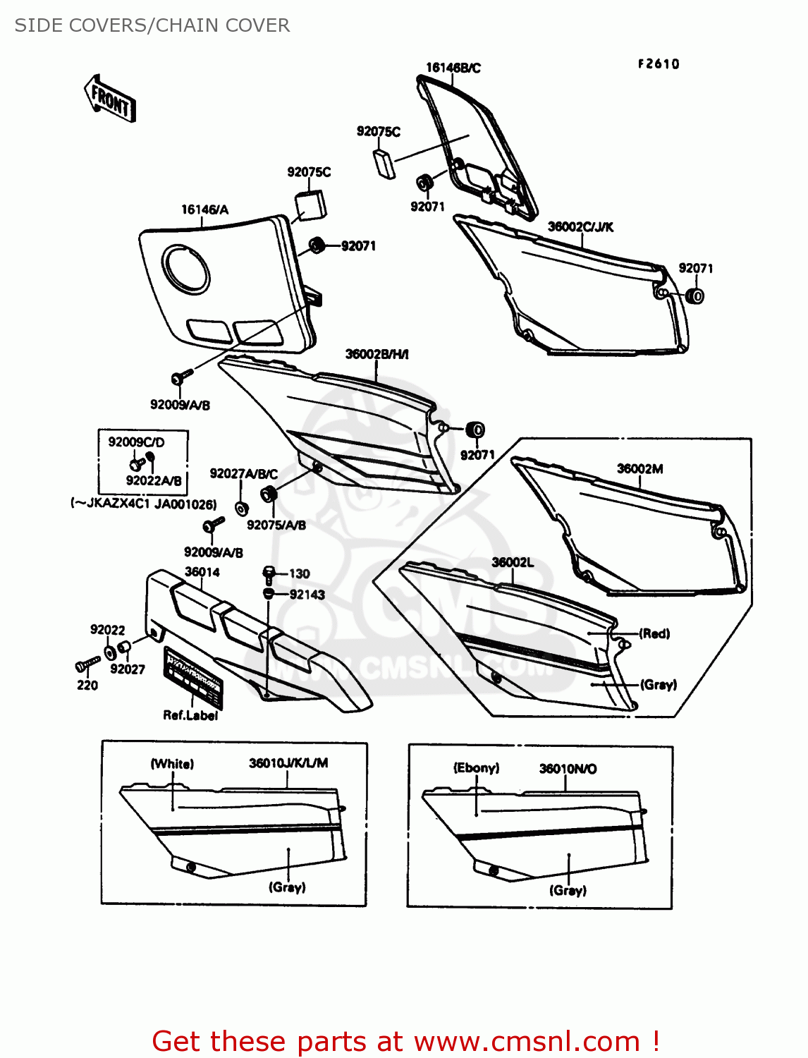 SIDE COVERS/CHAIN COVER ZX600C2 NINJA 600R 1989 USA CALIFORNIA CANADA