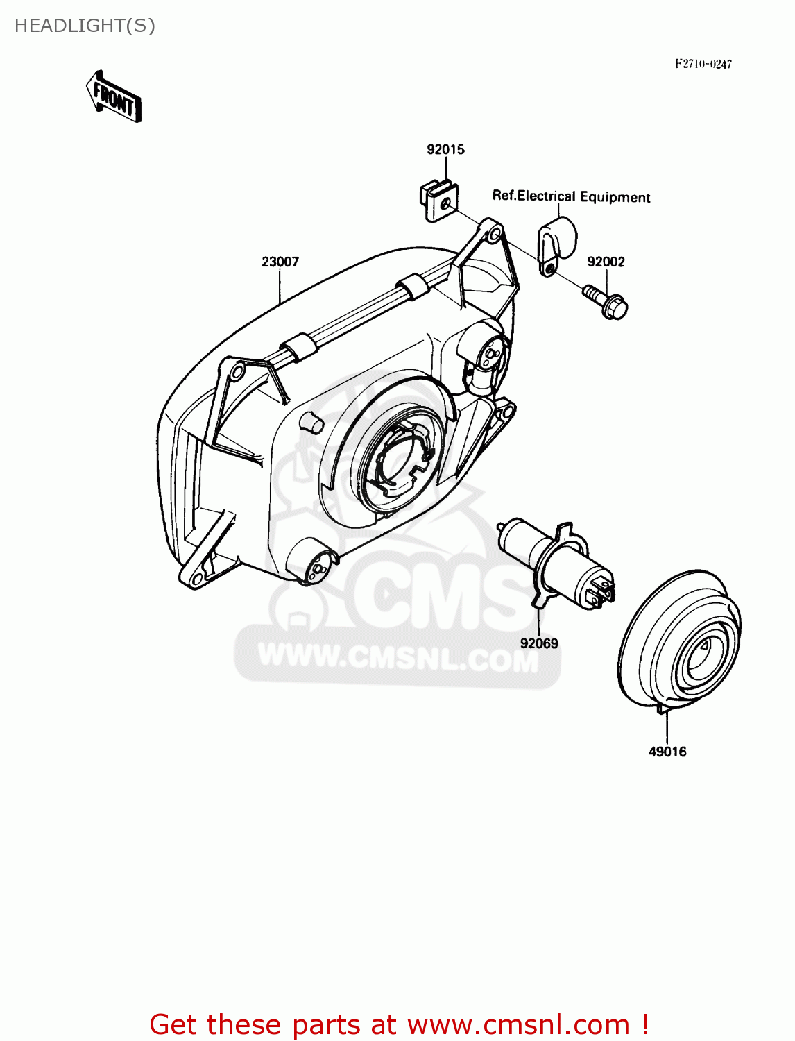 HEADLIGHT(S) ZX600C2 NINJA 600R 1989 USA CALIFORNIA CANADA