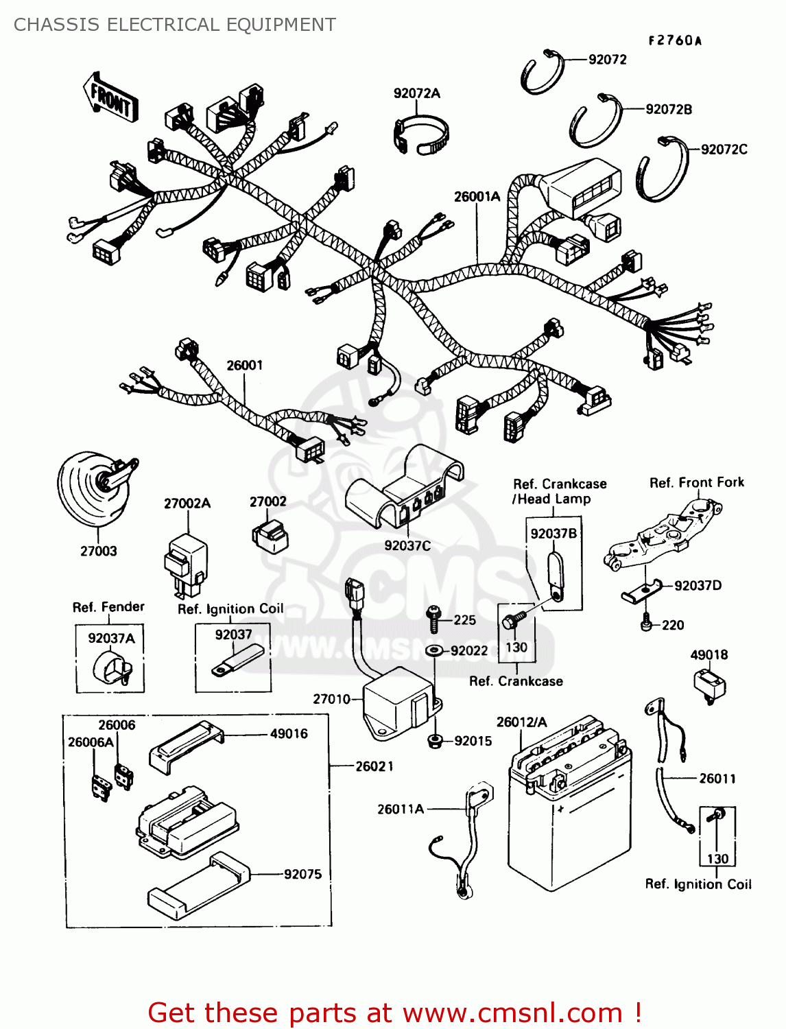 CHASSIS ELECTRICAL EQUIPMENT ZX600C2 NINJA 600R 1989 USA CALIFORNIA CANADA