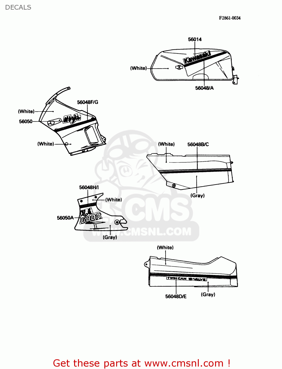 DECALS ZX600C2 NINJA 600R 1989 USA CALIFORNIA CANADA