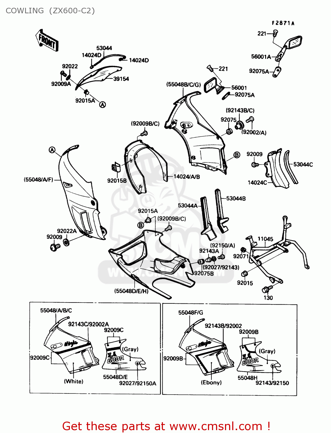 COWLING  (ZX600-C2) ZX600C2 NINJA 600R 1989 USA CALIFORNIA CANADA