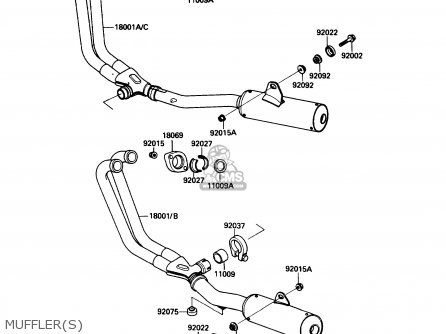 MUFFLER(S) - ZX600C2 NINJA 600R 1989 USA CALIFORNIA CANADA