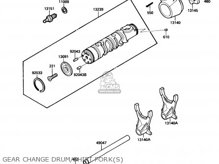 GEAR CHANGE DRUM/SHIFT FORK(S) - ZX600C2 NINJA 600R 1989 USA CALIFORNIA CANADA