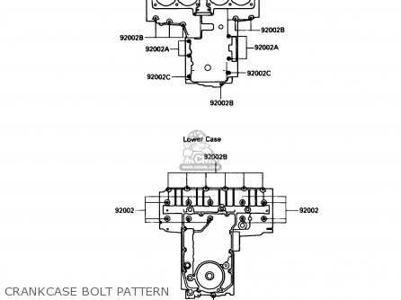 CRANKCASE BOLT PATTERN - ZX600C2 NINJA 600R 1989 USA CALIFORNIA CANADA