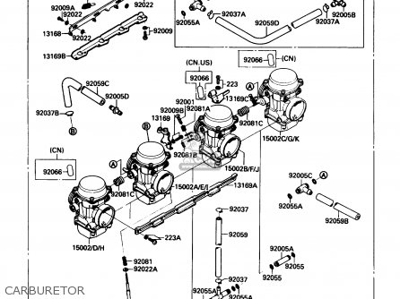 CARBURETOR - ZX600C2 NINJA 600R 1989 USA CALIFORNIA CANADA
