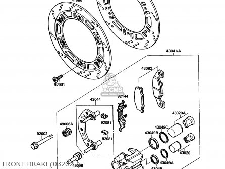 FRONT BRAKE(03202E) - ZX600C2 NINJA 600R 1989 USA CALIFORNIA CANADA