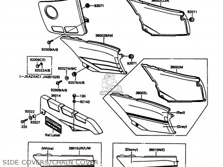 SIDE COVERS/CHAIN COVER - ZX600C2 NINJA 600R 1989 USA CALIFORNIA CANADA