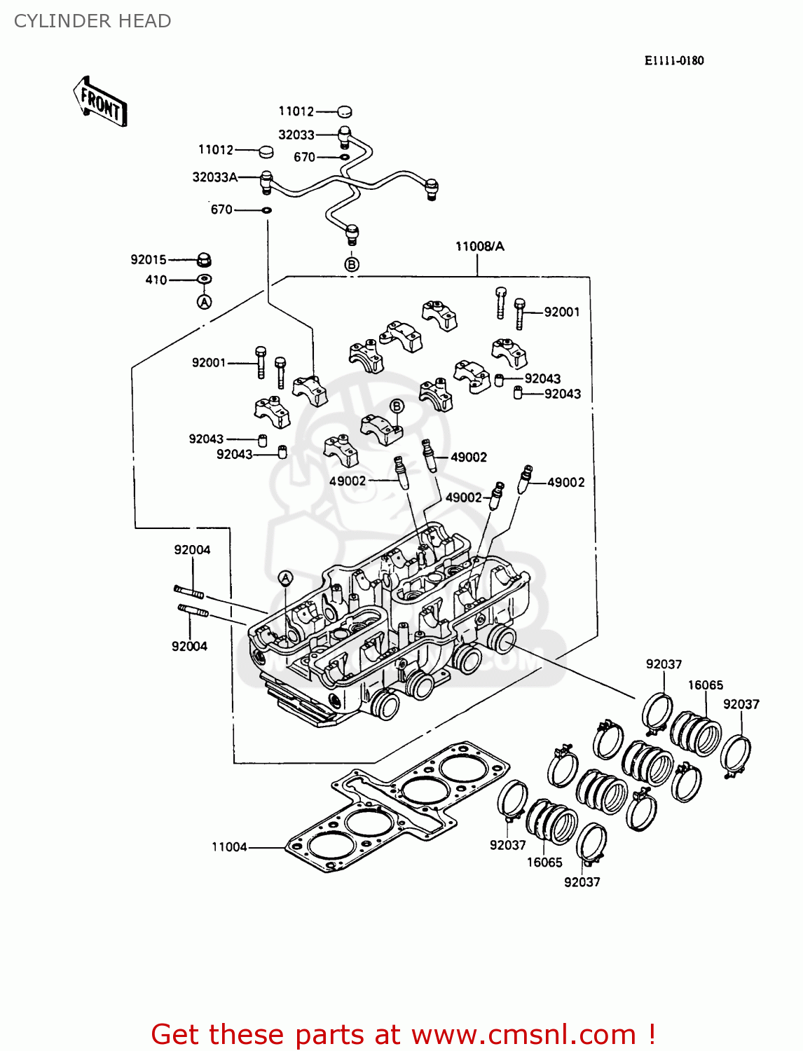 CYLINDER HEAD ZX600C3 GPX600R 1990 EUROPE UK FR FG