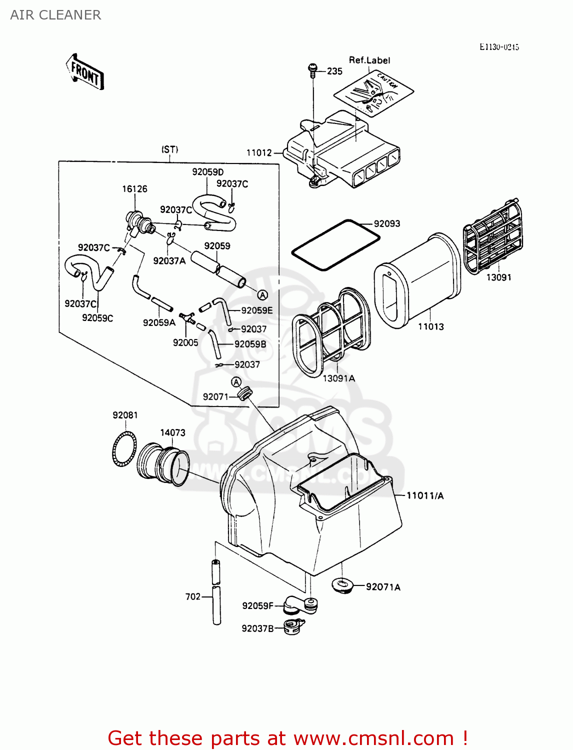 AIR CLEANER ZX600C3 GPX600R 1990 EUROPE UK FR FG