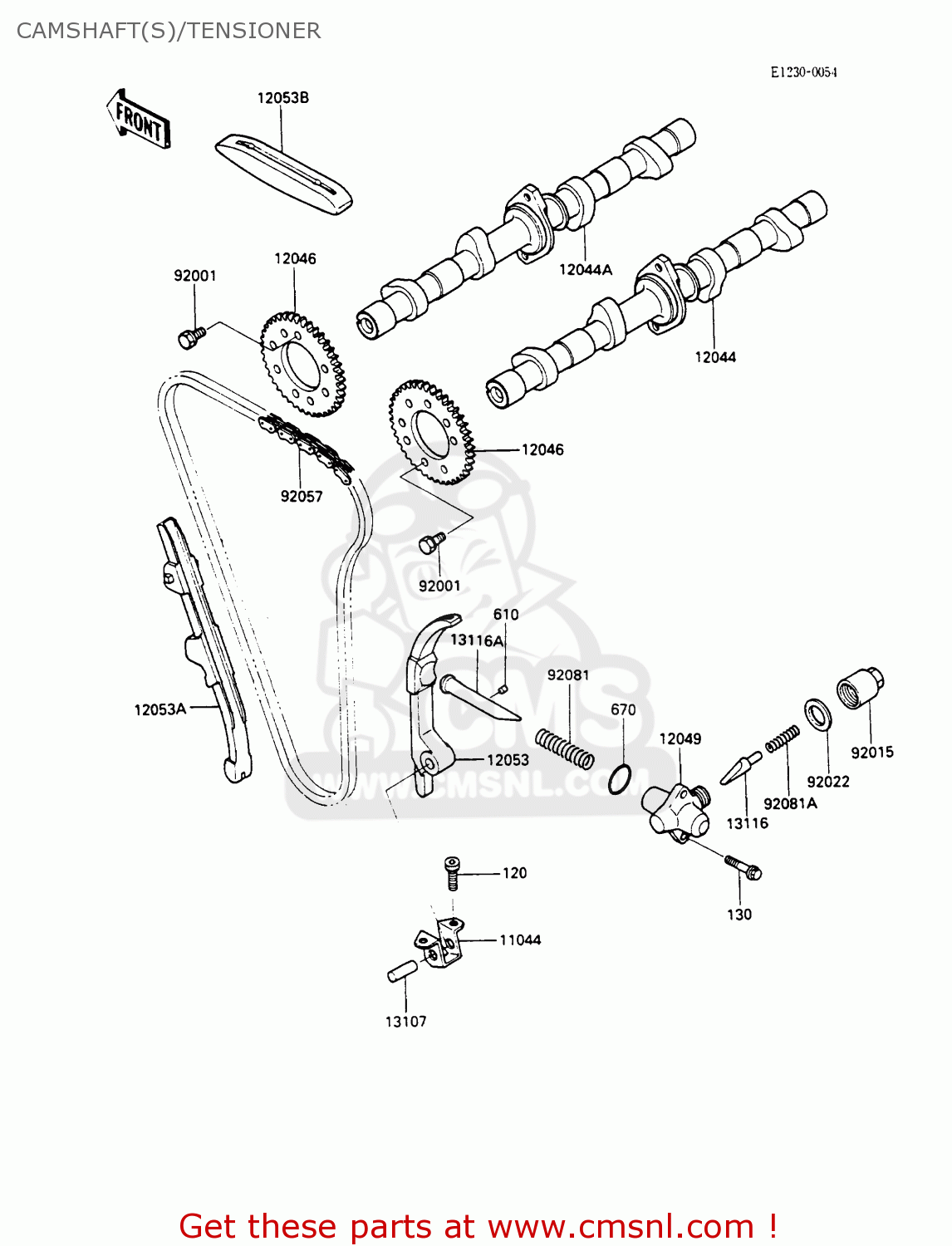 CAMSHAFT(S)/TENSIONER ZX600C3 GPX600R 1990 EUROPE UK FR FG