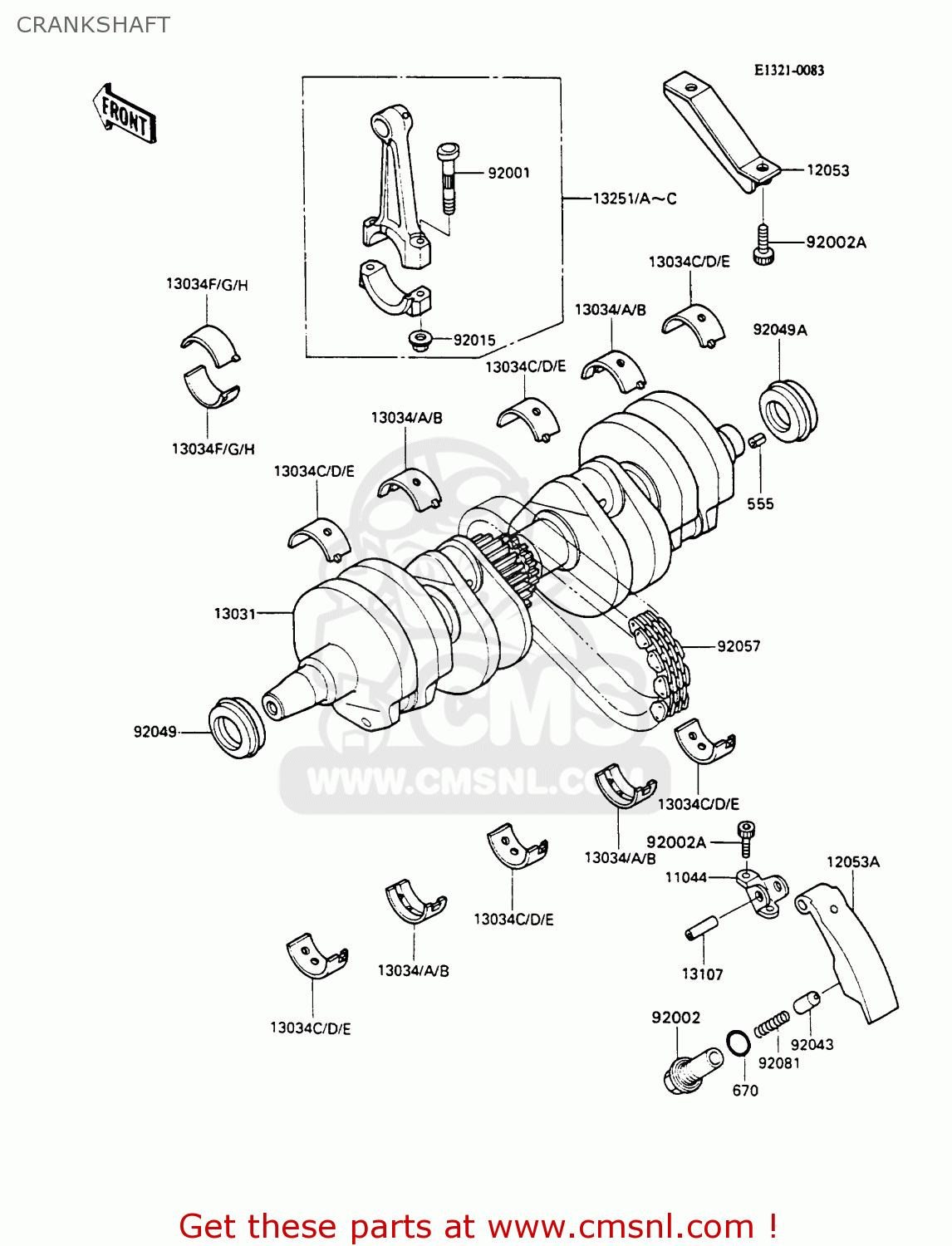 CRANKSHAFT ZX600C3 GPX600R 1990 EUROPE UK FR FG