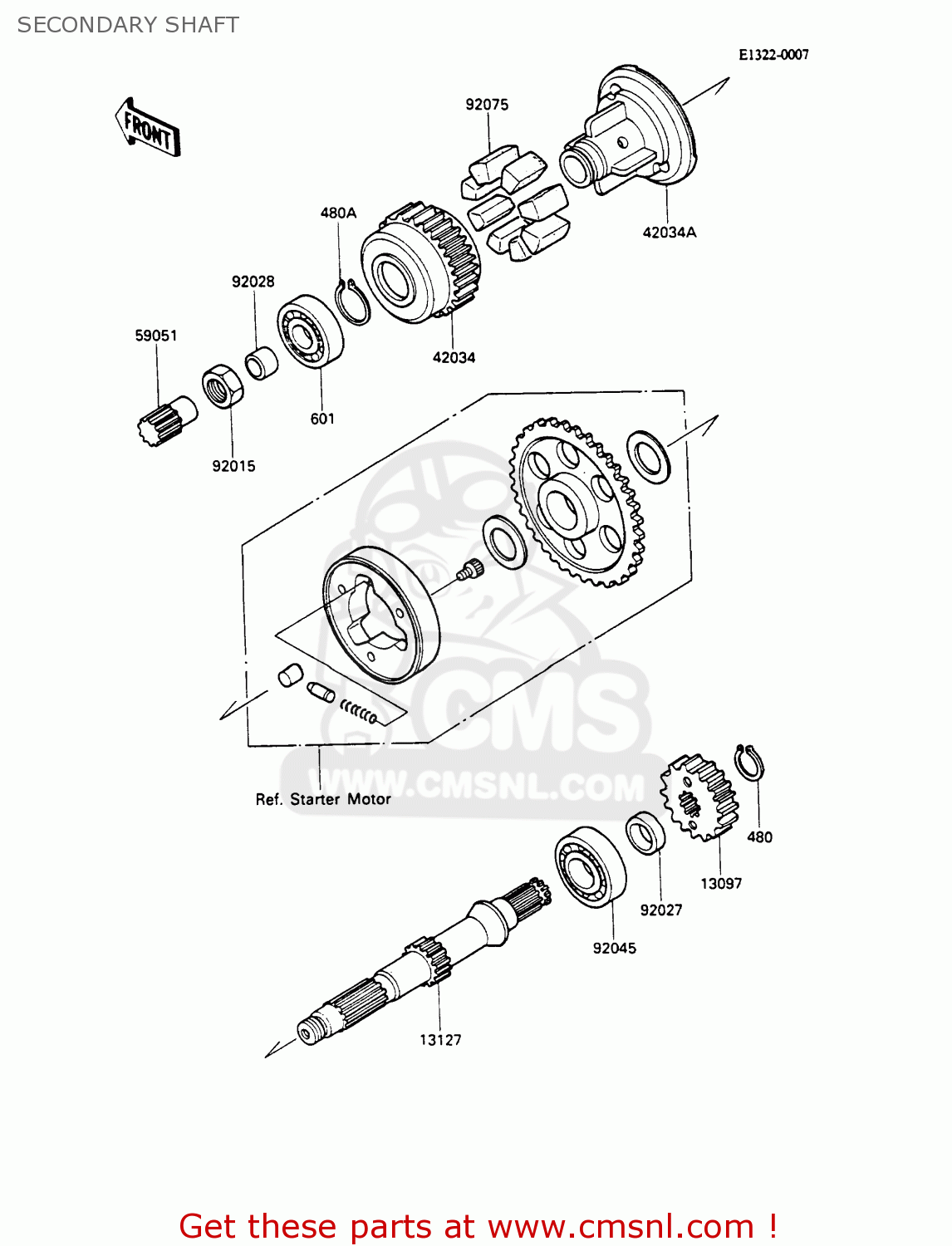 SECONDARY SHAFT ZX600C3 GPX600R 1990 EUROPE UK FR FG