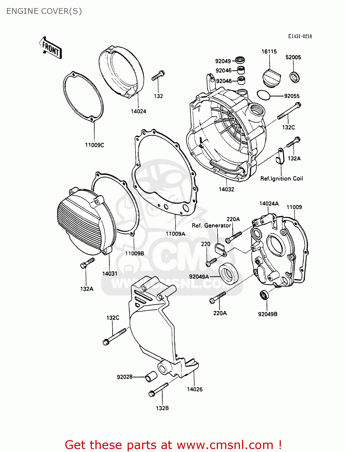 ENGINE COVER(S) ZX600C3 GPX600R 1990 EUROPE UK FR FG