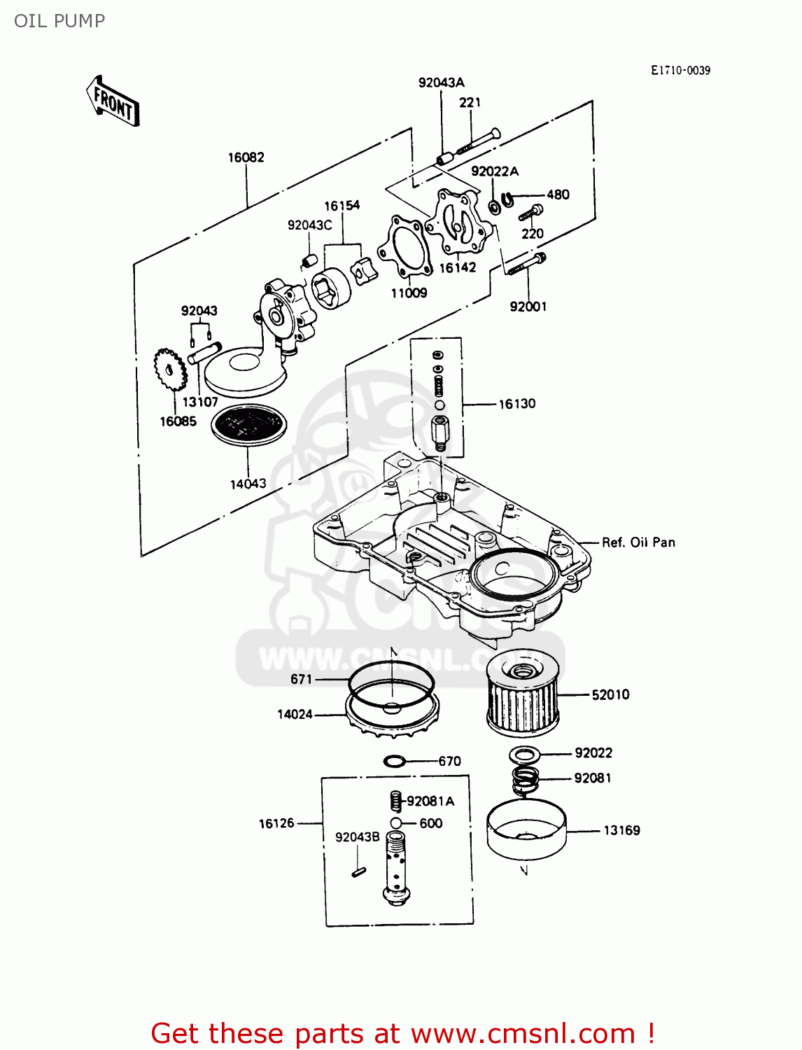 OIL PUMP ZX600C3 GPX600R 1990 EUROPE UK FR FG