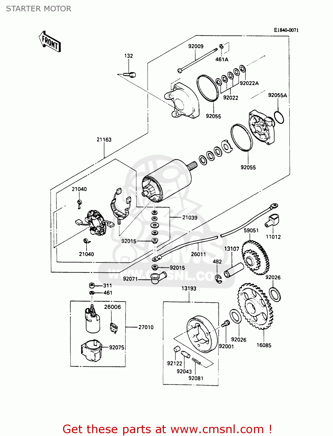 STARTER MOTOR ZX600C3 GPX600R 1990 EUROPE UK FR FG