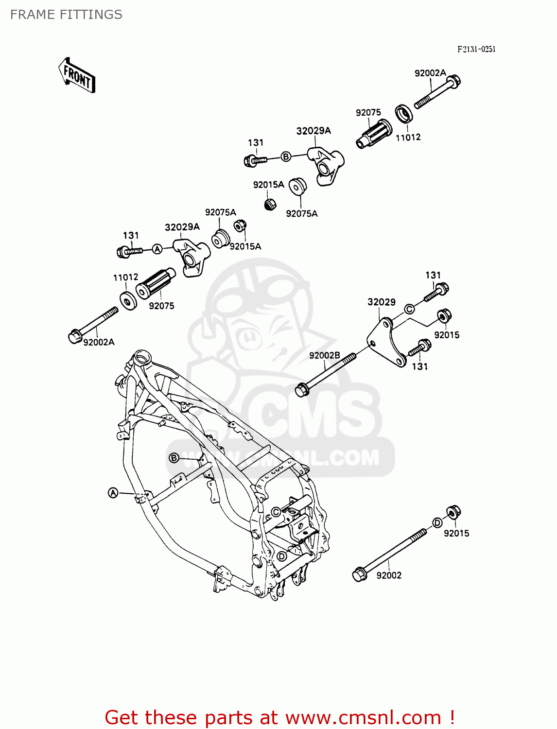 FRAME FITTINGS ZX600C3 GPX600R 1990 EUROPE UK FR FG