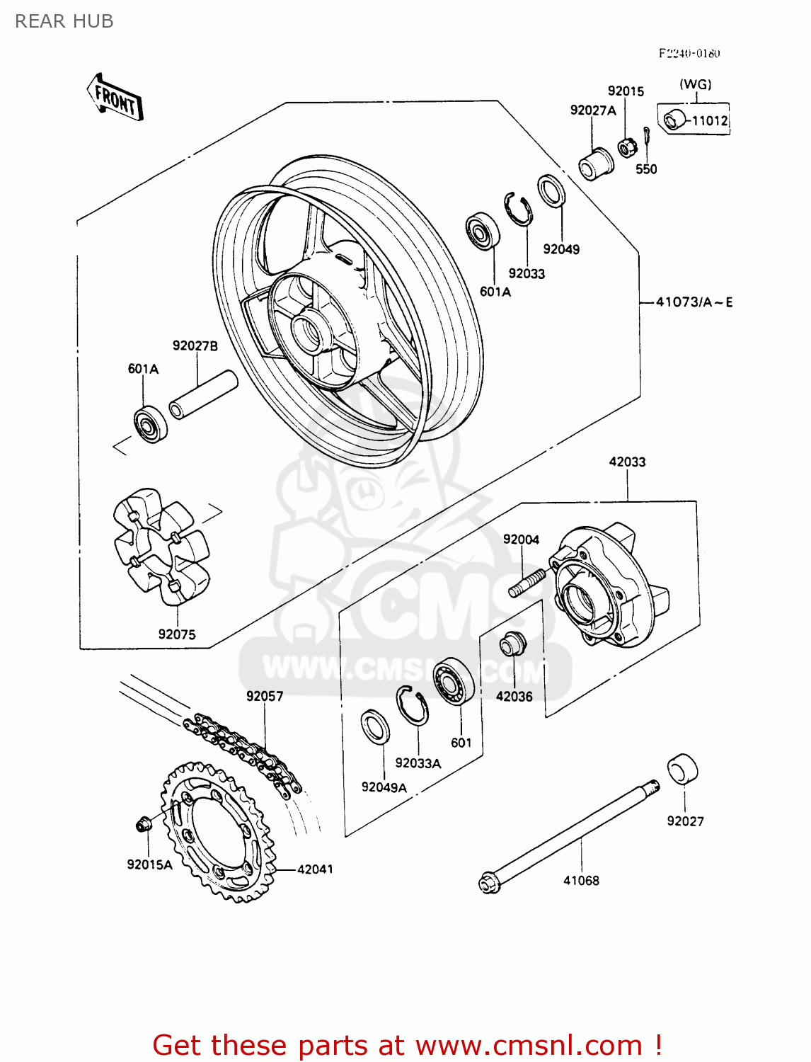 REAR HUB ZX600C3 GPX600R 1990 EUROPE UK FR FG