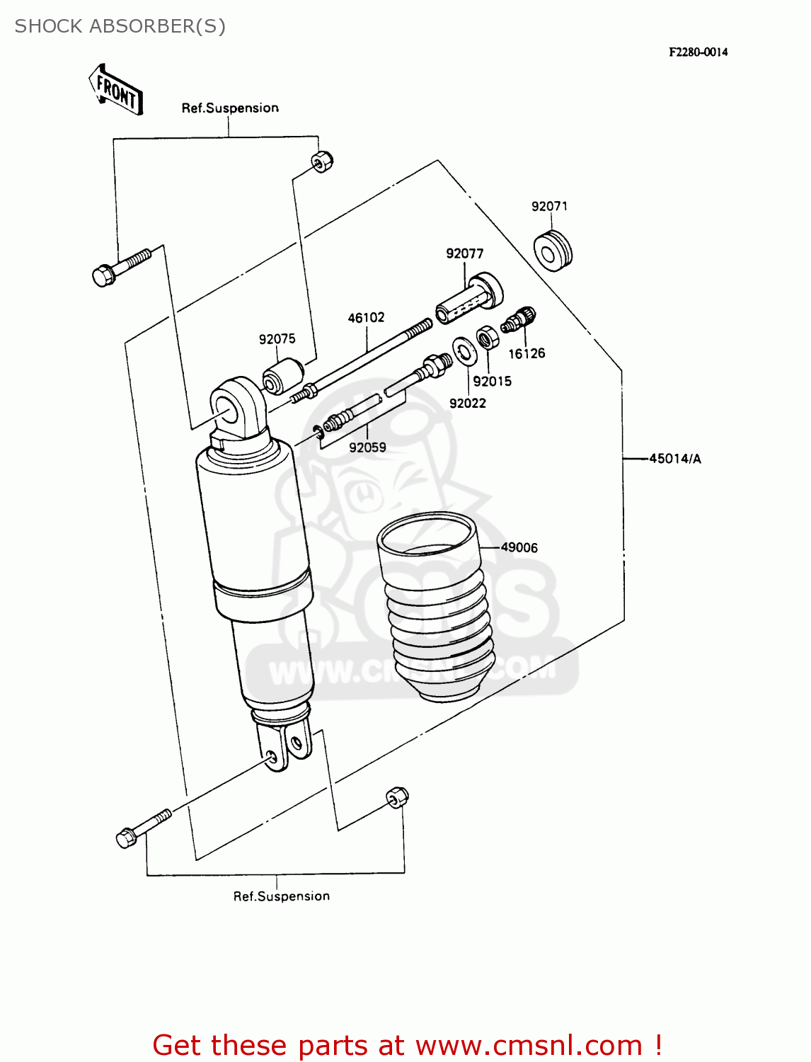 SHOCK ABSORBER(S) ZX600C3 GPX600R 1990 EUROPE UK FR FG