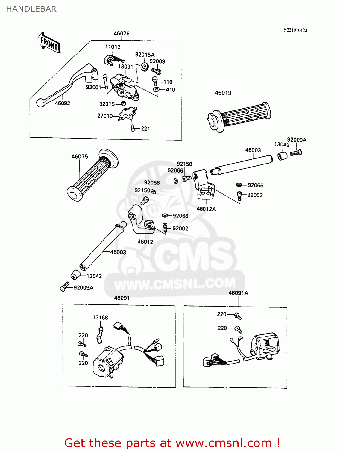 HANDLEBAR ZX600C3 GPX600R 1990 EUROPE UK FR FG