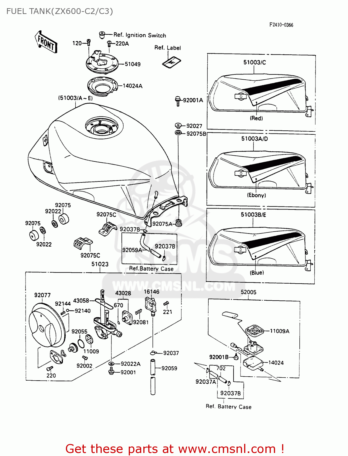 FUEL TANK(ZX600-C2/C3) ZX600C3 GPX600R 1990 EUROPE UK FR FG