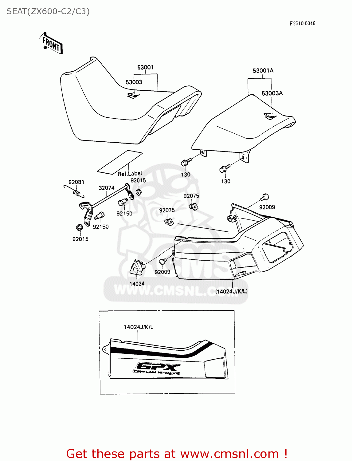 SEAT(ZX600-C2/C3) ZX600C3 GPX600R 1990 EUROPE UK FR FG