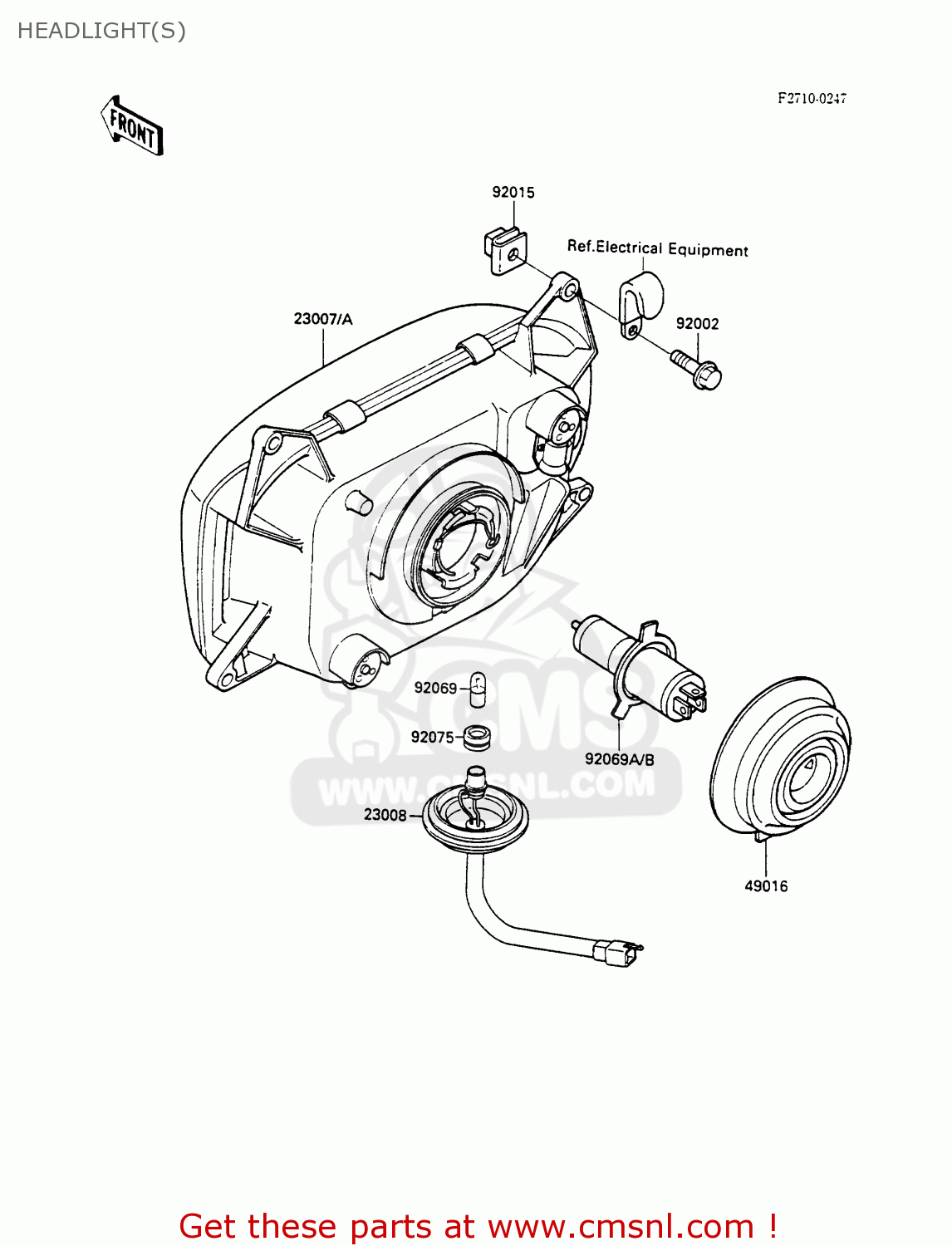 HEADLIGHT(S) ZX600C3 GPX600R 1990 EUROPE UK FR FG