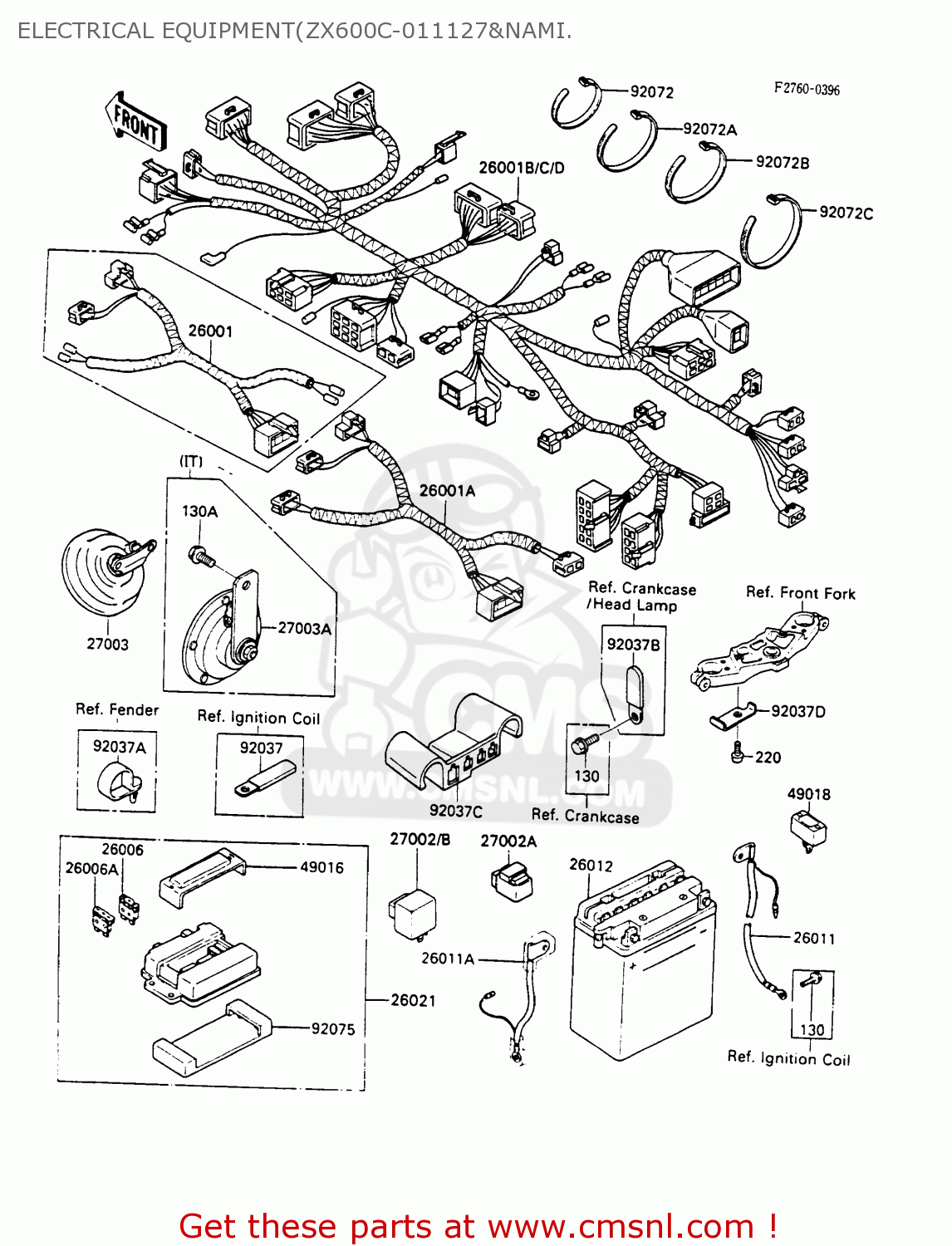 ELECTRICAL EQUIPMENT(ZX600C-011127&NAMI. ZX600C3 GPX600R 1990 EUROPE UK FR FG