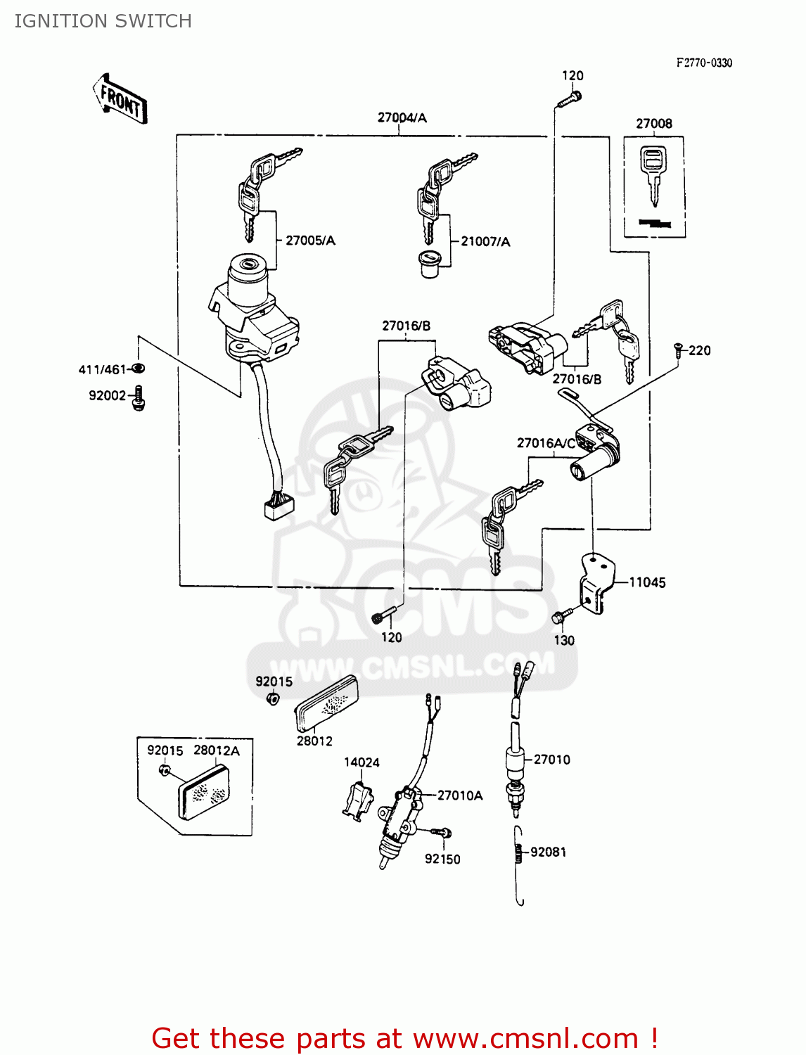 IGNITION SWITCH ZX600C3 GPX600R 1990 EUROPE UK FR FG