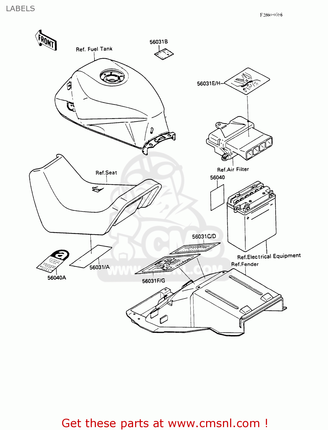 LABELS ZX600C3 GPX600R 1990 EUROPE UK FR FG