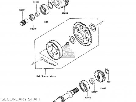 SECONDARY SHAFT - ZX600C3 GPX600R 1990 EUROPE UK FR FG