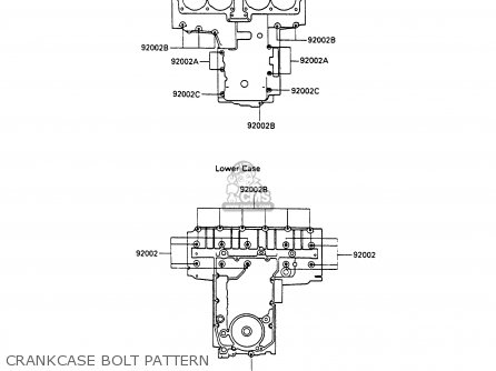 CRANKCASE BOLT PATTERN - ZX600C3 GPX600R 1990 EUROPE UK FR FG